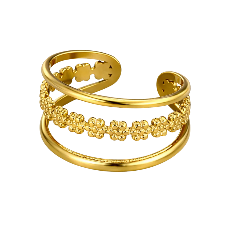 Northgem Gold Plated Hollow Flower Artificial Ring - Image 3