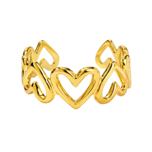 Northgem Gold Plated Hollow Heart Artificial Ring