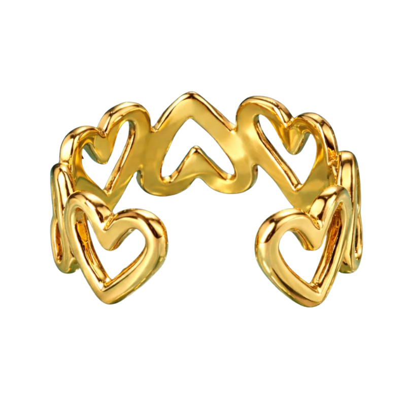 Northgem Gold Plated Hollow Heart Artificial Ring - Image 3