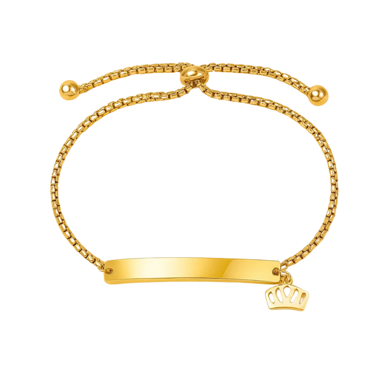 Northgem Gold Plated Crown Charm Curved Strip Adjustable Artificial Bracelet - Image 2