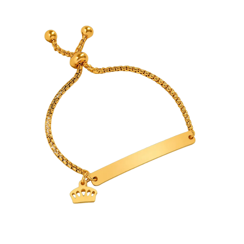 Northgem Gold Plated Crown Charm Curved Strip Adjustable Artificial Bracelet - Image 3
